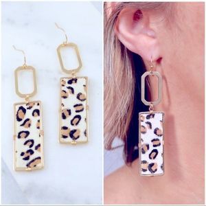 Rectangle Leopard Earrings